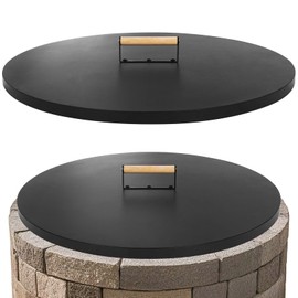 1MORE Fire Pit Lid Round 30" - Metal Firepit Lid with Wooden Handle for Patio Firepits,Rust Resistant 1.5mm Fire Pits Metal Lid,Outdoor Firepits Accessory, Smokeless Fire Pits Cover Round Metal