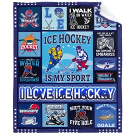 Hockey Gifts,Ice Hockey Blanket for Teen Boys Girls Men,Winter Gifts for Hockey Lovers Kids Coach,Soft Warm Ice Hockey Throw Blanket for Couch Bed Car Office nap Blanket,All Season Use(40"×50"-S)
