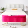 PBOGHLRD Velvet Storage Bench, Oval Upholstered End of Bed Bench