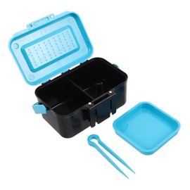 Abaodam Fishing Bait Container Worm Bait Holder Portable Tackle Box Clip Abs Material Blue Handle Compact Design