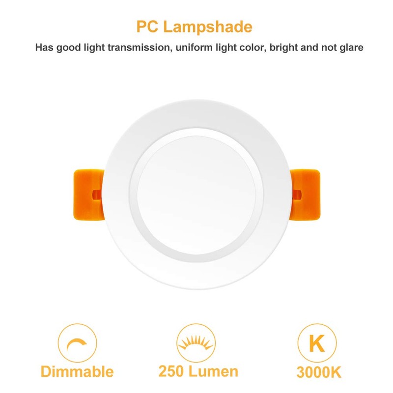 BIRRAY 2 Inch LED Recessed Lighting, 3000K Warm White, 3W(35W
