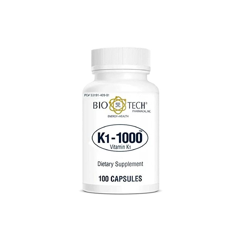 K1-1000 (Vitamin K1) 100 Capsules - 3 Pack - Bio-Tech