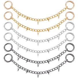 AHANDMAKER 6Pcs Shoelace Charms 3 Colors Boot Strap Chains Metal Shoes Decoration Charms with Spring Gate Ring for Sneakers Sandal Badge Holder Stitch Marker Wedding Jewelry DIY Craft 228mm