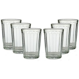 Russian Hot Tea Drinking Paneled Glass Granyoniy 200 ml for Hot/Cold Liquids fits Holder Podstakannik Vintage USSR Set of 6