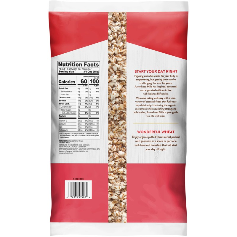 Arrowhead Mills, Organic, Non-GMO Cereal, Puffed Rice, & Puffed Wheat