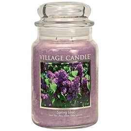 Village Candle Spring Lilac, Large Glass Apothecary Jar Scented Candle, 21.25 oz, Purple