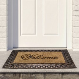 Northlight Gold and Natural Coir Rectangular Welcome Doormat 23" x 35"