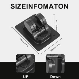 2Pcs Strong Adjustable Shower Head Holder Adhesive- Wall Mounted Heavy Duty Shower Head Shelf Bracket, Plastic Bracket Stick on Wall, Mount ABS- Shower Holder for Handheld Shower Heads (Matte Black)