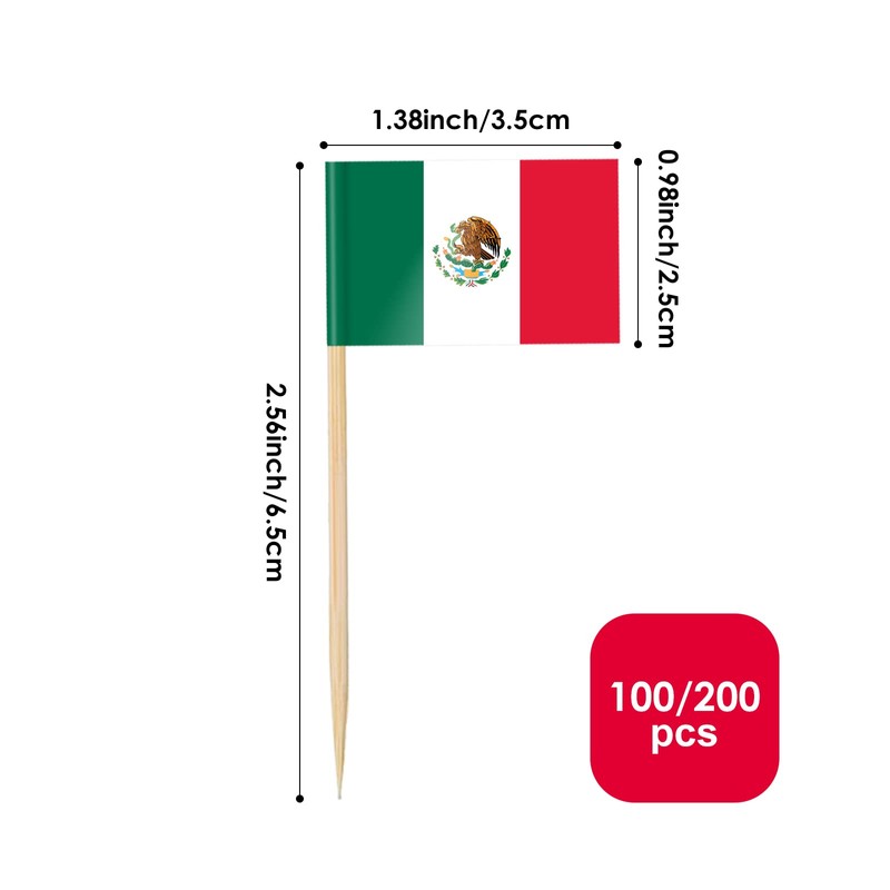 AhfuLife Mexican Flags Toothpicks for Cinco De Mayo Decorations, 200