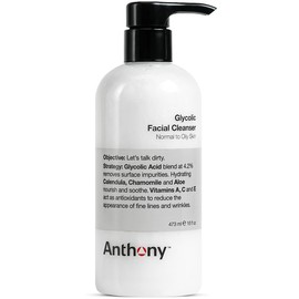 Anthony Glycolic Facial Cleanser for Men, Daily Exfoliating & Hydrating Face Wash, Shave Prep, Non-Foaming, Deep Cleansing, Gentle on Sensitive Skin, Removes Dirt & Oil, Smooths Texture, 16 Fl Oz | Anthony