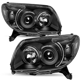 SOCKIR Headlight Assembly Fit for 2006 2007 2008 2009 Toyota 4Runner Headlamps Pair Driver and Passenger Side, Black Housing with Clear Reflector