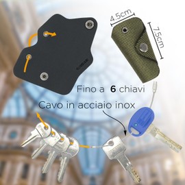 GUGGIARI® Compact Leather PU Jacquard Fabric Key Holder Keychain for Men Women Keychain Italian Design, Green-carbon, S