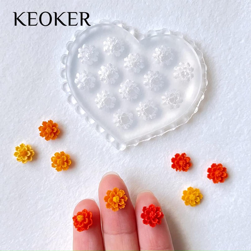 KEOKER Flower Polymer Clay Molds - 4 Pcs Daisy Miniature