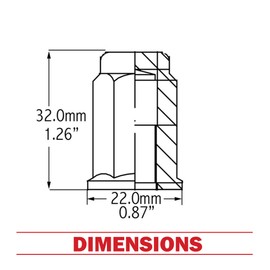 Wheel Accessories Parts Set of 16 Chrome M10 x 1.25 Flat Seat ATV & UTV Wheel Lug Nuts (1.26" Long, 17mm Hex)