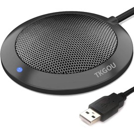 TKGOU 会議用 USB マイク、LED インジケーター付きコンピューターデスクトップマイク、プラグアンドプレイ全指向性コンデンサー PC ラップトップマイク、オンライン会議/クラス、Skype、録音、チャット、Zoom (Windows/Mac OS X) 用