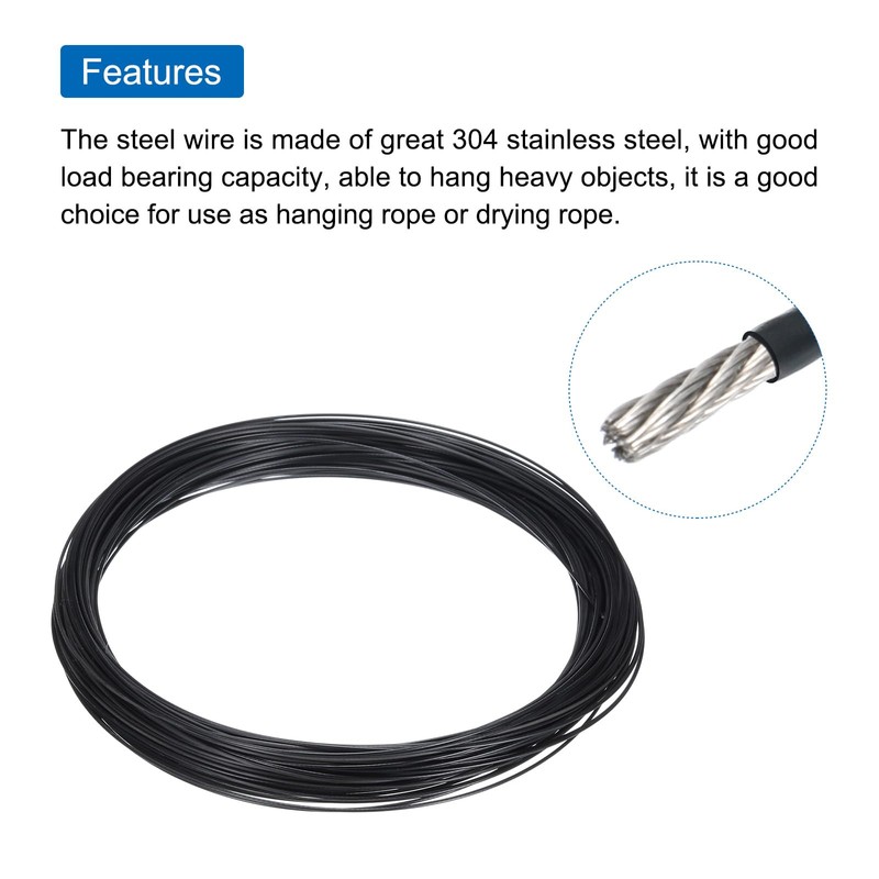 QUARKZMAN 100 ft (30 m) Wire Rope 304 Stainless Steel