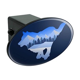 GRAPHICS & MORE Wolf Silhouette Running Snow Scenery Oval Tow Trailer Hitch Cover Plug Insert