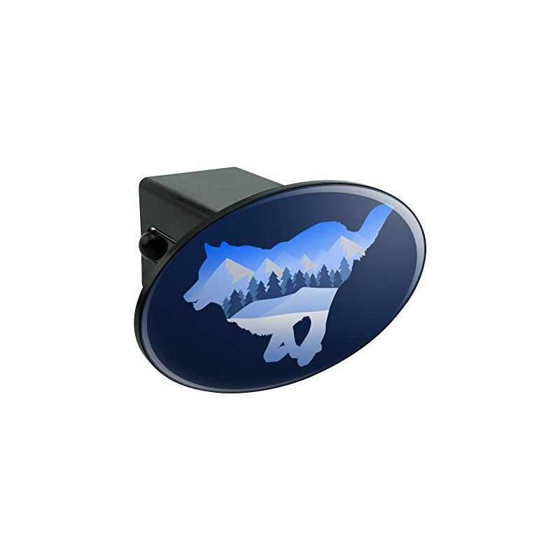 GRAPHICS & MORE Wolf Silhouette Running Snow Scenery Oval Tow