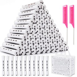 200 Piece Hair Perm Rods Set with Pintail Comb and Bag, White