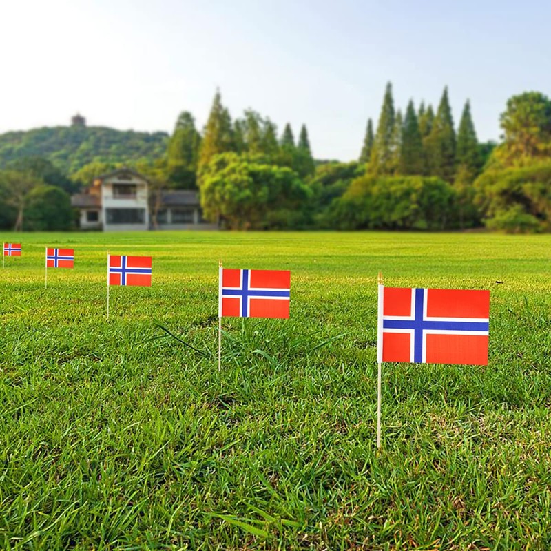 Newperlite Norway Stick Flag Norwegian Small Mini Hand Held Flags