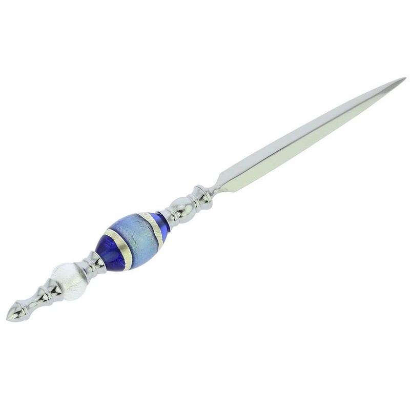 Glass Of Venice Murano Glass Letter Opener - Silver Blue