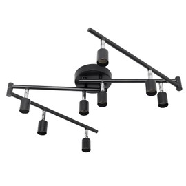 LABOREDUCER Flexible 8-Light Track Lighting Fixture Ceiling, LED Black Track Lights with Swing Arm, Foldable Ceiling Spotlight for Kitchen, Gallery, Dining Room, Bedroom GU10 (Bulbs NOT Include)