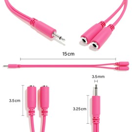 ExcelValley - 5-Pack - Mono Splitter Y Patch Cables - TS 3.5mm 1/8" Eurorack Synth Synthesizer [Pink]