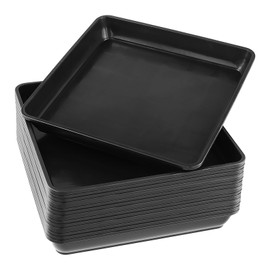 SOUJAP 20 Pack Black Square Plant Saucer, 8.7 Inch Inner Flower Pot Drip Tray for Outdoor Indoors,10 Inch Outer