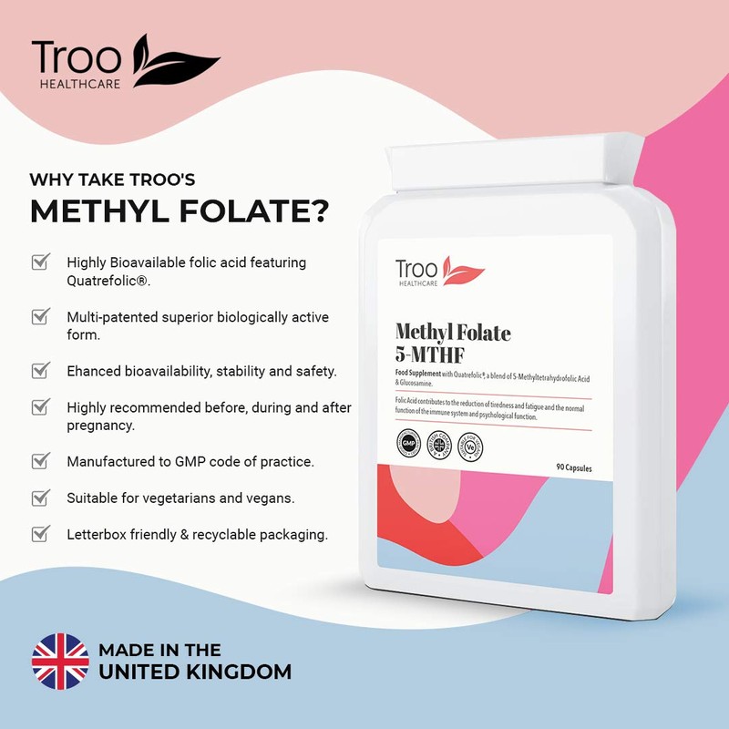 Folic Acid 600µg 90 Capsules as Quatrefolic Methyl Folate 5-MTHF