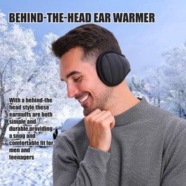 Eyegla Winter Ear Muffs For Men Behind The Head Earmuffs Women Adjustable Ear Muffs Foldable Ear Warmers Black