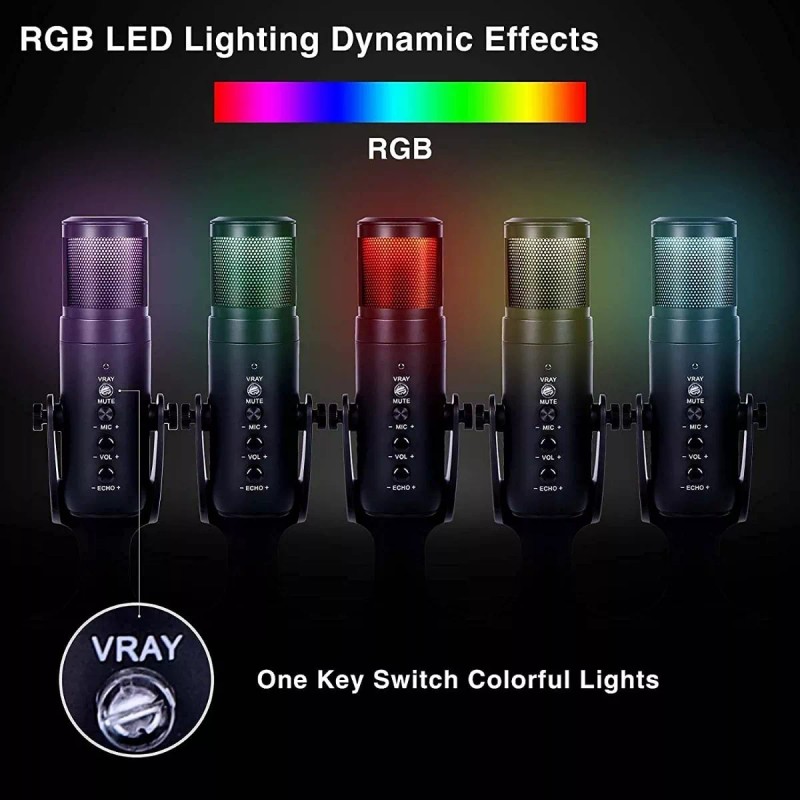 Highler PRO Micrófono Condensador Highler Rgb Estudio Streaming Gaming