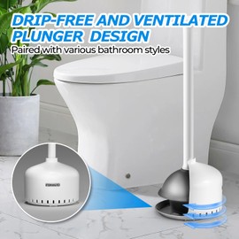 FORASTO 2Pack Toilet Plunger with Holder，Plungers for Bathroom with Holder, Toilet Plunger with Cover，Bathroom Plunger，Bathroom Decor，Bathroom Accessories，Toilet Bowl Cleaners,White