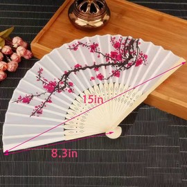 LEFTSTARER 12Pcs Delicate Cherry Blossom Folding Hand Fan Japanese Chinese Decor Fan Paper Fans Party Performance Dancing Wedding Decorations Favors Gifts
