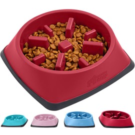 Gorilla Grip Slip Resistant Slow Feeder Dog Bowl, Slows Down Pets Eating, Prevents Overeating, Feed Small and Large Breed Puppy, Fun Puzzle Design, Dogs Pet Bowls for Dry and Wet Food