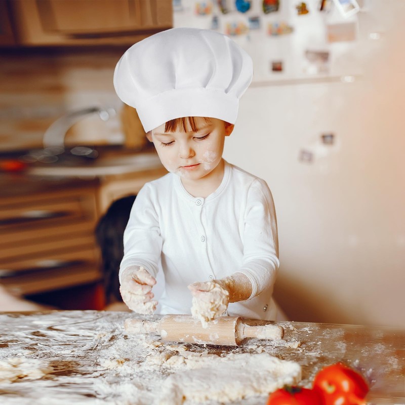 Chef Hat for Kids Adjustable White Chef Hats Elastic Cotton