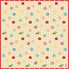 Hamamonyo Kofu (Furoshiki, 19.7 inches (50 cm), Four Seasons Flower Princess Komon