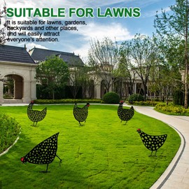 AIWMQYYF Pack of 5 Rooster and Hen Garden Statue Garden Decoration, Black Hollow Out Rooster and Hen Animal Shape Decor, Chicken Silhouette Yard Sign for Home Entrance, Garden, Balcony, Lawn