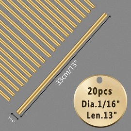 Brass Brazing Rods 1/16"X 13", 20 Sticks Turning Brass Solder，Solid Brass Low Temperature Welding Rods for DIY Craft ，Air Conditioner, Refrigerators，Drill, Valve