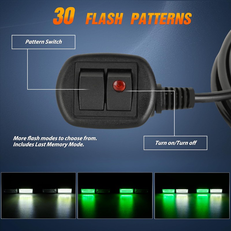 Nilight 40LED Green White Emergency Strobe Traffic Advisor Light Bar