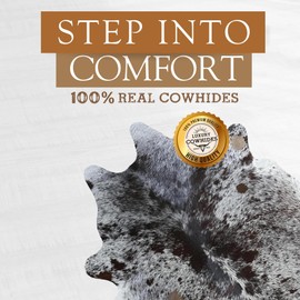 Sunshine Cowhides 100% Genuine Salt and Pepper Longhorn Tricolor Cowhide Rug - Modern Style Animal Skin Rug & Floor Carpet for Living Room, Bedroom, Kitchen & More - Large (6x6-7ft)