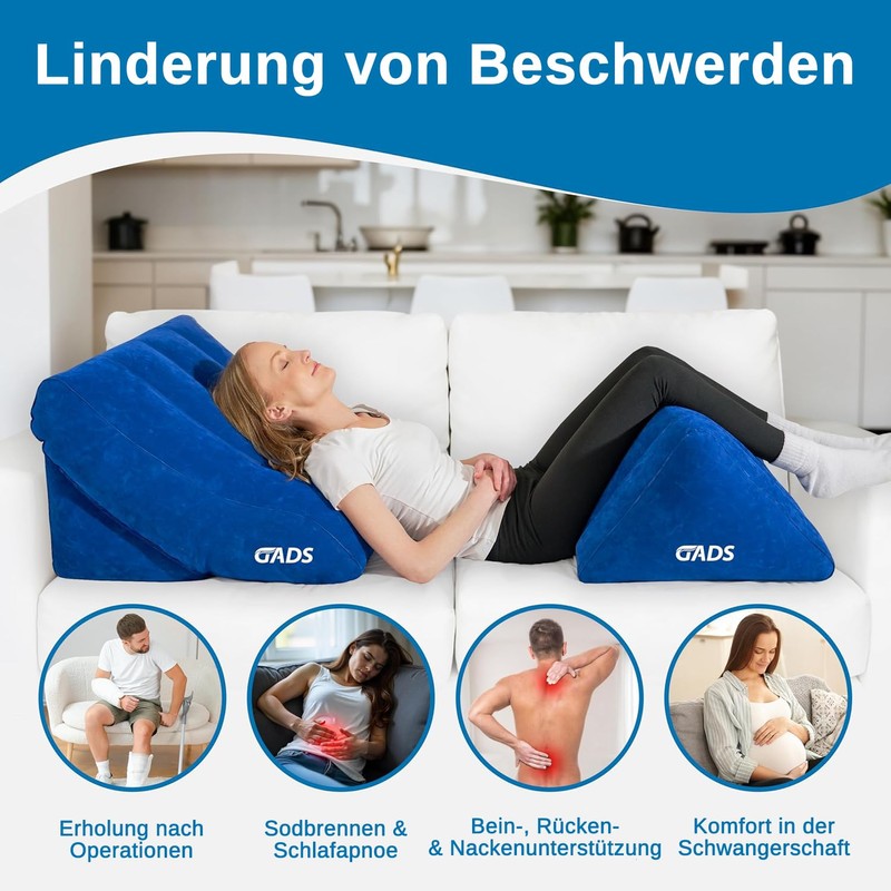 Gads Inflatable Wedge Pillow Set - Inflatable Bed Wedge for