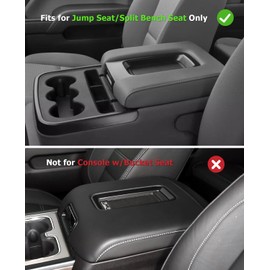 INTGET Center Console Armrest Cover for Chevy Silverado & GMC Sierra Accessories 2014 2015 2016 2017 2018,Leather Arm Rest Box Lid Protector(Red Stitches, Jump Seat 2014-2018 Silverado/Sierra etc.)