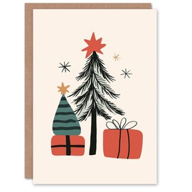 Wee Blue Coo Presents Under Tree Gifts Bright Modern Fun Xmas Art Blank For All Christmas Card