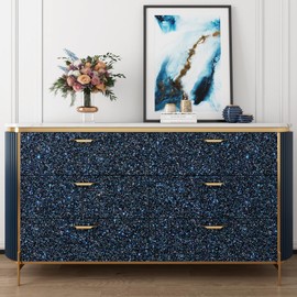 YENHOME Glitter Wallpaper for Bedroom Walls 17.7"X200" Sparkle Peel and Stick Wallpaper Removable Wall Paper Peel and Stick Modern Black Blue Glitter Contact Paper for Cabinets Crafts Dresser