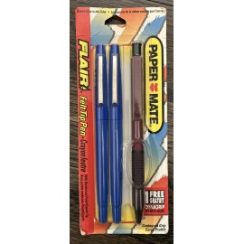 Paper Mate Flair Felt Tip Pen Flexgrip Pens Blue Black 1993 Vintage