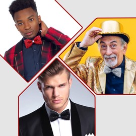 Zhanmai 3 Pieces Rhinestone Bow Ties Men Pre Tied Bow Ties with Adjustable Length Men Glitter Bow Tie Sparkly Bow Tie for Wedding and Parties Novelty Banquet (Black, Red, Silver)