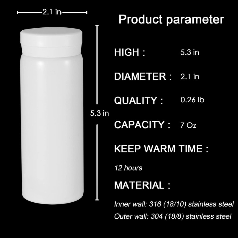 Mini Thermos Cute Water Bottle - 7 oz Tiny Insulated