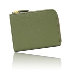 BEEL Women's Mini Wallet, Genuine Leather, Coin Case, L-Shaped Zipper, Stylish, Thin, green