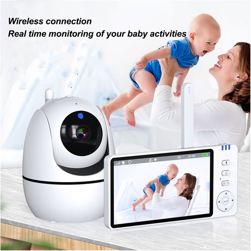 5 Inch HD Screen Baby Camera Monitor Night Vision Sound
