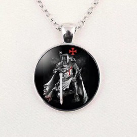 Fashion Jewelry KNIGHT TEMPLAR Large Round Pendant German Silver 22" Necklace Women Men Gift